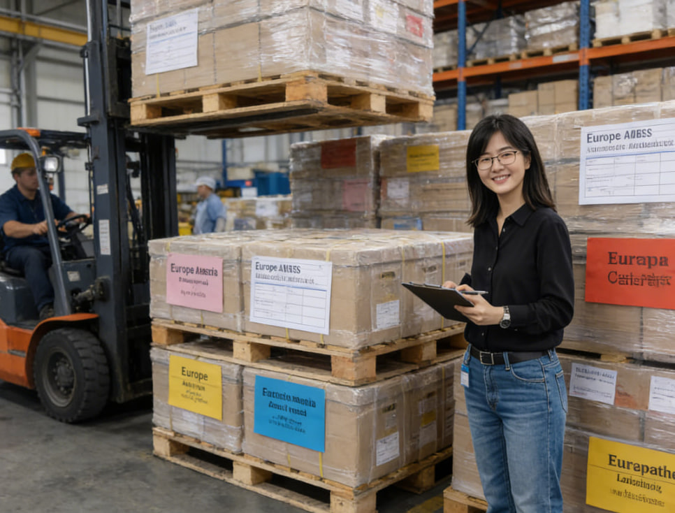 Warehouse and pallets ready for export