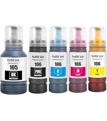 MaiGe Refill Water-Based for for 105/106 Compatible ET-7700 ET-7750 L7160 L7180 C/M/Y/K Colors 127ml/70ml - compatible printer consumable